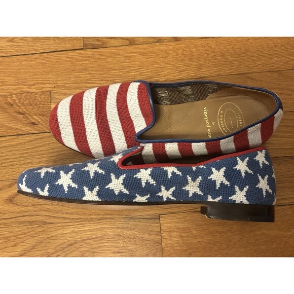 Vineyard Vines Stubbs & Wootton Flats Loafers Stars Stripes American Flag 8 - Picture 10 of 15